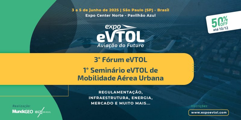 Inscrição aberta: 3º Fórum eVTOL – Aviação do Futuro e 1º Seminário eVTOLs na Mobilidade Aérea Urbana